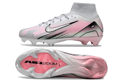 Unisex Nike Air Zoom Mercurial Superfly 10 Elite FG Firm Ground High-Tops Football Boots - Silver/Pink/Black