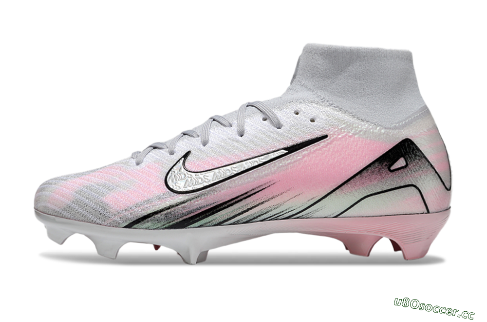 Unisex Nike Air Zoom Mercurial Superfly 10 Elite FG Firm Ground High-Tops Football Boots - Silver/Pink/Black 0