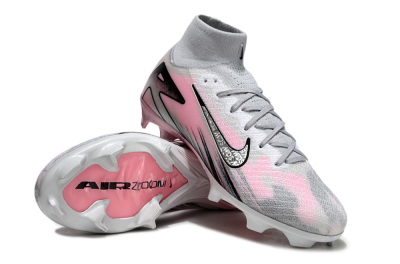 Unisex Nike Air Zoom Mercurial Superfly 10 Elite FG Firm Ground High-Tops Football Boots - Silver/Pink/Black