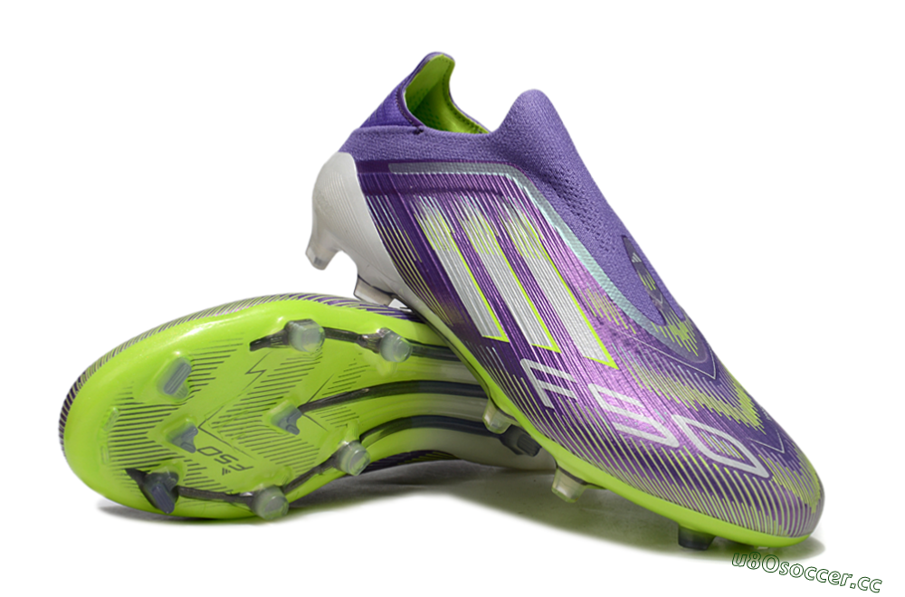 Men's Adidas F50 Elite Laceless FG Firm Ground Low-Tops Football Boots - Purple/Yellow/White 3