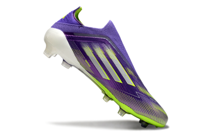 Men's Adidas F50 Elite Laceless FG Firm Ground Low-Tops Football Boots - Purple/Yellow/White