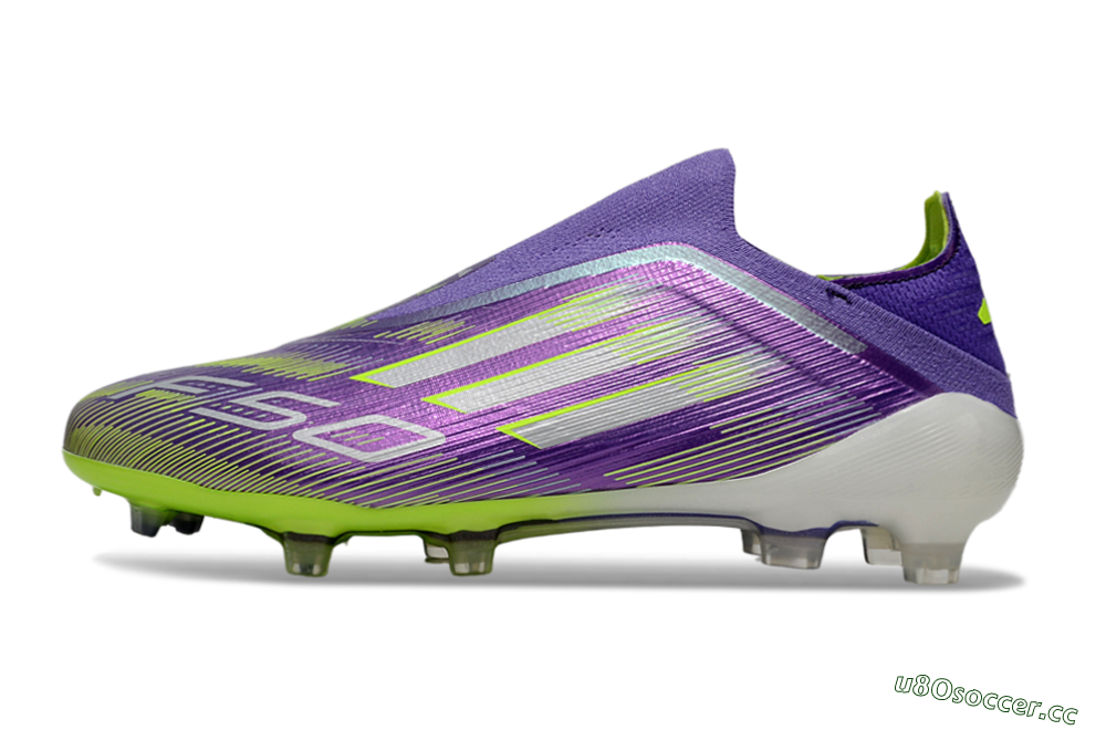 Men's Adidas F50 Elite Laceless FG Firm Ground Low-Tops Football Boots - Purple/Yellow/White 0