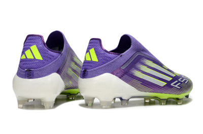 Men's Adidas F50 Elite Laceless FG Firm Ground Low-Tops Football Boots - Purple/Yellow/White