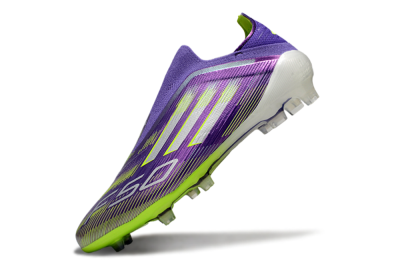 Men's Adidas F50 Elite Laceless FG Firm Ground Low-Tops Football Boots - Purple/Yellow/White
