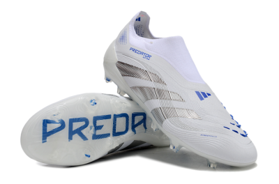 Men's Adidas Predator Elite 25 Laceless FG Firm Ground Low-Tops Football Boots - White/Blue/Black