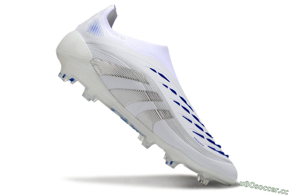 Men's Adidas Predator Elite 25 Laceless FG Firm Ground Low-Tops Football Boots - White/Blue/Black 4