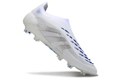 Men's Adidas Predator Elite 25 Laceless FG Firm Ground Low-Tops Football Boots - White/Blue/Black