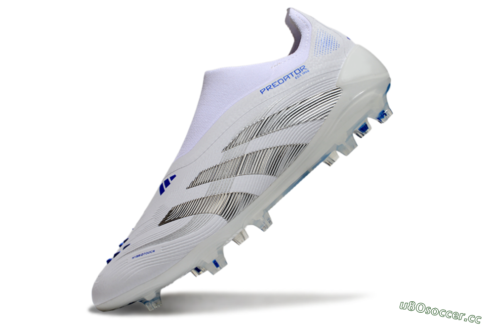 Men's Adidas Predator Elite 25 Laceless FG Firm Ground Low-Tops Football Boots - White/Blue/Black 5