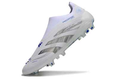 Men's Adidas Predator Elite 25 Laceless FG Firm Ground Low-Tops Football Boots - White/Blue/Black