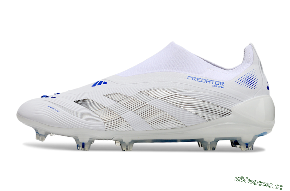 Men's Adidas Predator Elite 25 Laceless FG Firm Ground Low-Tops Football Boots - White/Blue/Black 0