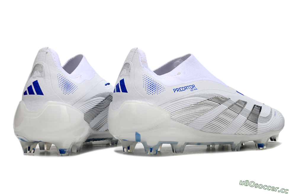 Men's Adidas Predator Elite 25 Laceless FG Firm Ground Low-Tops Football Boots - White/Blue/Black 6