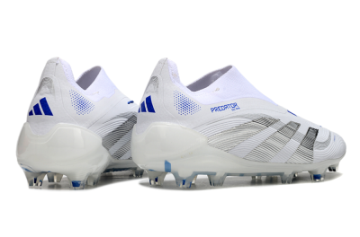 Men's Adidas Predator Elite 25 Laceless FG Firm Ground Low-Tops Football Boots - White/Blue/Black