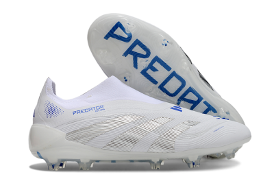Men's Adidas Predator Elite 25 Laceless FG Firm Ground Low-Tops Football Boots - White/Blue/Black