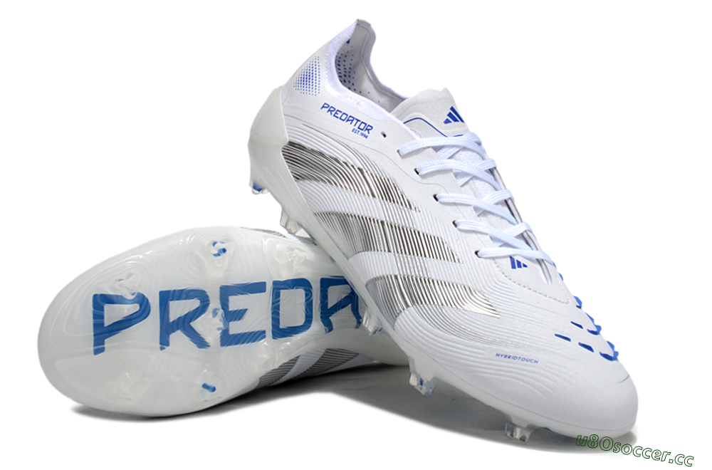 Men's Adidas Predator Elite 25 FG Firm Ground Low-Tops Football Boots - White/Blue/Black 3