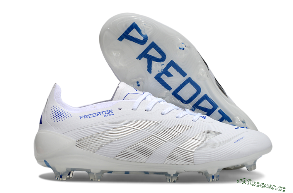 Men's Adidas Predator Elite 25 FG Firm Ground Low-Tops Football Boots - White/Blue/Black 2