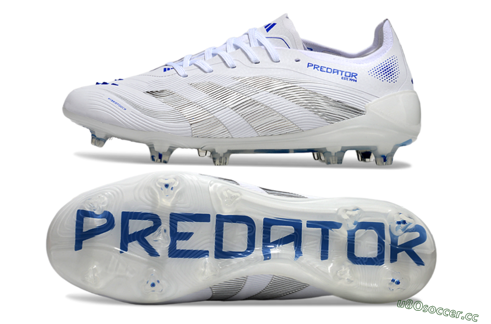 Men's Adidas Predator Elite 25 FG Firm Ground Low-Tops Football Boots - White/Blue/Black 1