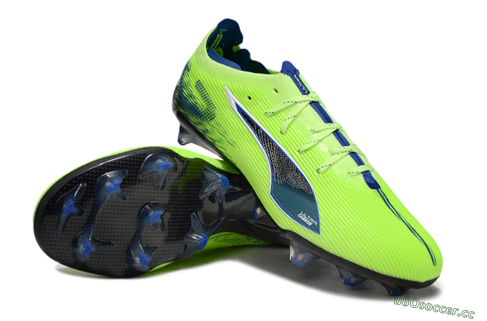 Men's Puma Ultra Ultimate FG Firm Ground Low-Tops Football Boots - Yellow/Blue/Black 3