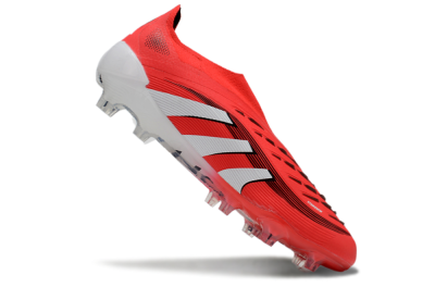 Unisex Adidas Predator Elite 25 Laceless FG Firm Ground Low-Tops Football Boots - Red/White/Black