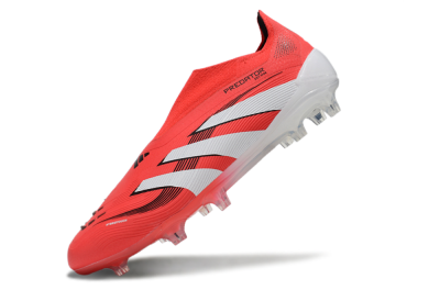 Unisex Adidas Predator Elite 25 Laceless FG Firm Ground Low-Tops Football Boots - Red/White/Black