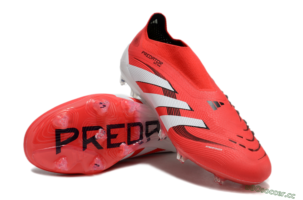 Unisex Adidas Predator Elite 25 Laceless FG Firm Ground Low-Tops Football Boots - Red/White/Black 4