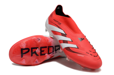 Unisex Adidas Predator Elite 25 Laceless FG Firm Ground Low-Tops Football Boots - Red/White/Black