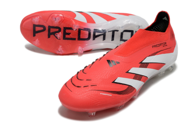 Unisex Adidas Predator Elite 25 Laceless FG Firm Ground Low-Tops Football Boots - Red/White/Black