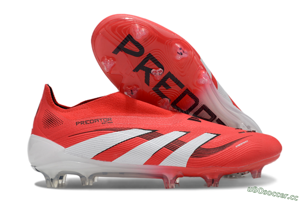 Unisex Adidas Predator Elite 25 Laceless FG Firm Ground Low-Tops Football Boots - Red/White/Black 2