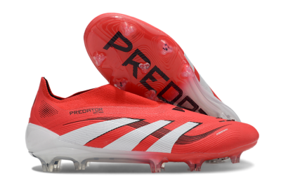 Unisex Adidas Predator Elite 25 Laceless FG Firm Ground Low-Tops Football Boots - Red/White/Black