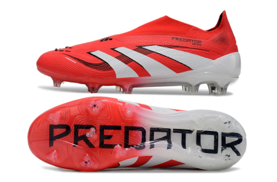 Unisex Adidas Predator Elite 25 Laceless FG Firm Ground Low-Tops Football Boots - Red/White/Black