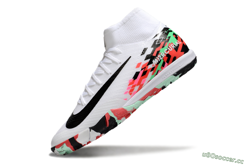 Unisex Nike Air Zoom Mercurial Superfly 10 Elite TF Artificial Turf High-Tops Football Shoes - White/Black/Red 5