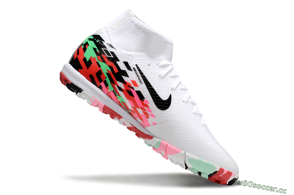 Unisex Nike Air Zoom Mercurial Superfly 10 Elite TF Artificial Turf High-Tops Football Shoes - White/Black/Red 4