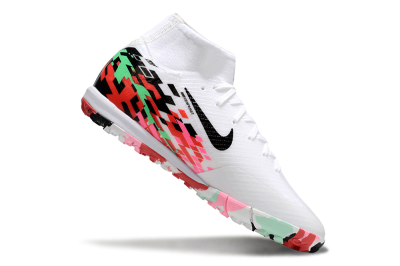 Unisex Nike Air Zoom Mercurial Superfly 10 Elite TF Artificial Turf High-Tops Football Shoes - White/Black/Red