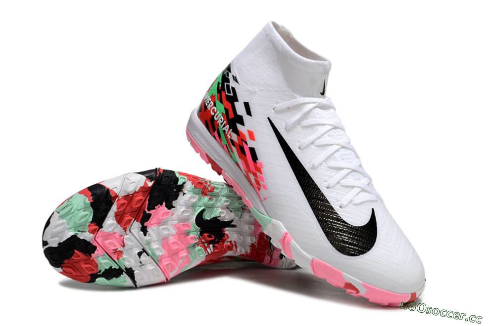 Unisex Nike Air Zoom Mercurial Superfly 10 Elite TF Artificial Turf High-Tops Football Shoes - White/Black/Red 3