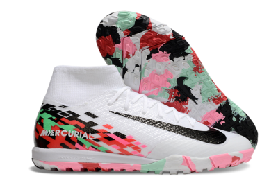 Unisex Nike Air Zoom Mercurial Superfly 10 Elite TF Artificial Turf High-Tops Football Shoes - White/Black/Red