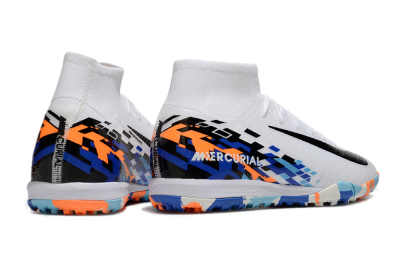 Unisex Nike Air Zoom Mercurial Superfly 10 Elite TF Artificial Turf High-Tops Football Shoes - White/Blue/Orange