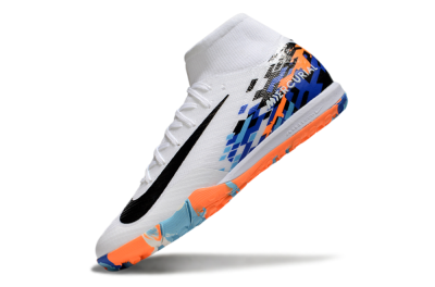 Unisex Nike Air Zoom Mercurial Superfly 10 Elite TF Artificial Turf High-Tops Football Shoes - White/Blue/Orange
