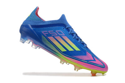 Men's Adidas F50 Elite FG Firm Ground Low-Tops Football Boots - Blue/Yellow/Pink