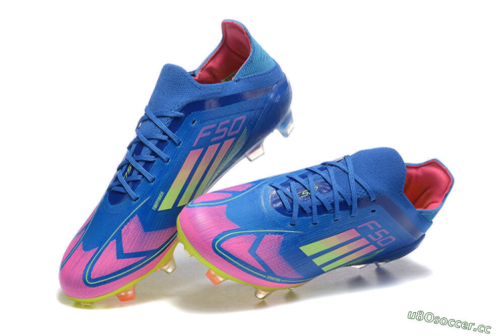 Men's Adidas F50 Elite FG Firm Ground Low-Tops Football Boots - Blue/Yellow/Pink 3