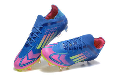 Men's Adidas F50 Elite FG Firm Ground Low-Tops Football Boots - Blue/Yellow/Pink