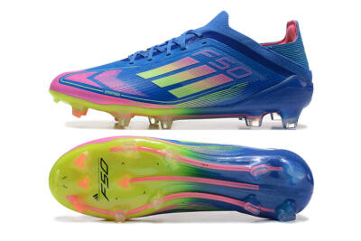 Men's Adidas F50 Elite FG Firm Ground Low-Tops Football Boots - Blue/Yellow/Pink