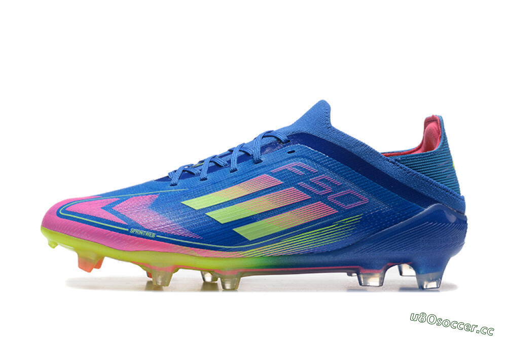 Men's Adidas F50 Elite FG Firm Ground Low-Tops Football Boots - Blue/Yellow/Pink 0