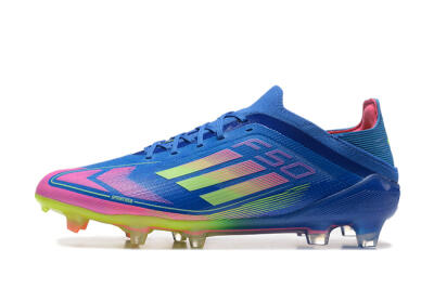Men's Adidas F50 Elite FG Firm Ground Low-Tops Football Boots - Blue/Yellow/Pink