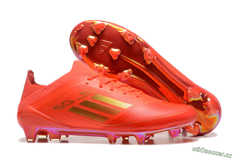 Men's Adidas F50 Elite FG Firm Ground Low-Tops Football Boots - Red/Gold 2