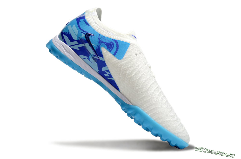 Men's Nike Phantom GX 2 Elite TF Artificial Turf Low-Tops Football Shoes - Beige/Blue/White 4