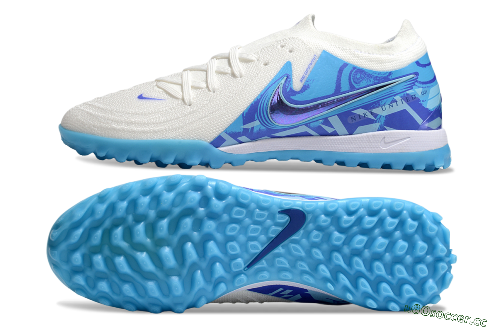Men's Nike Phantom GX 2 Elite TF Artificial Turf Low-Tops Football Shoes - Beige/Blue/White 1