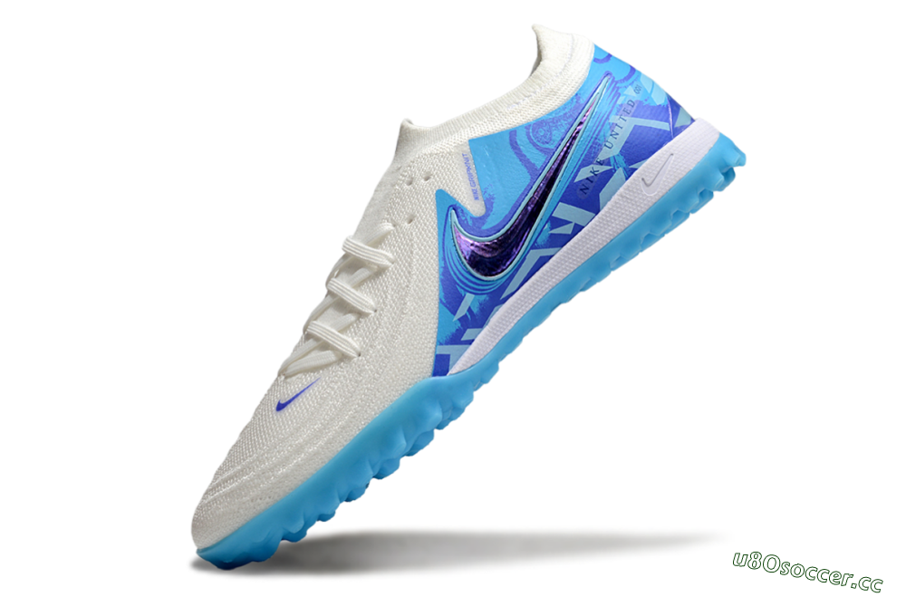 Men's Nike Phantom GX 2 Elite TF Artificial Turf Low-Tops Football Shoes - Beige/Blue/White 5