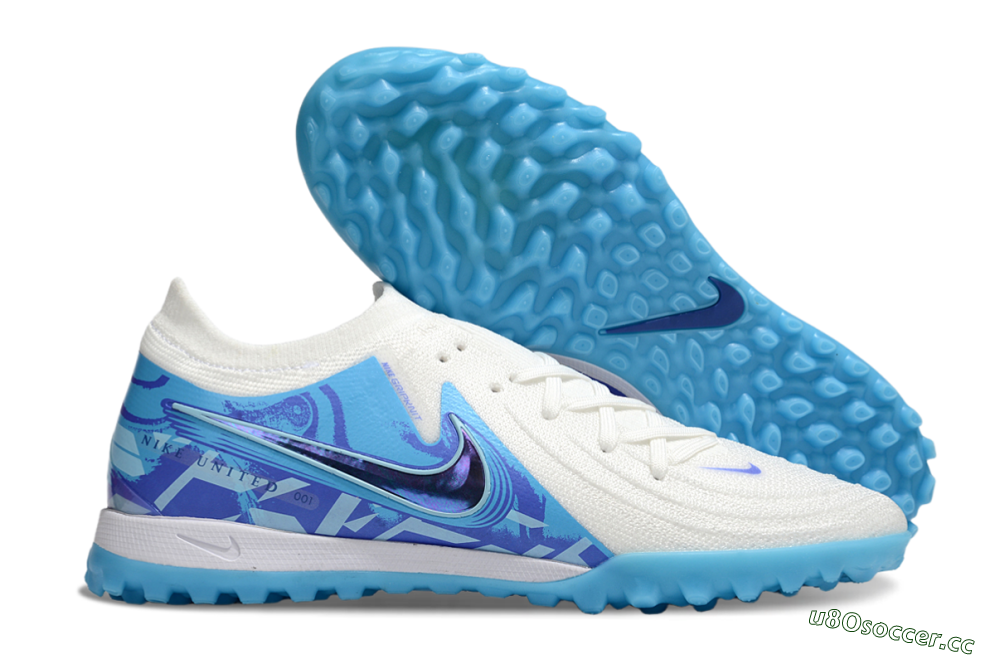 Men's Nike Phantom GX 2 Elite TF Artificial Turf Low-Tops Football Shoes - Beige/Blue/White 2