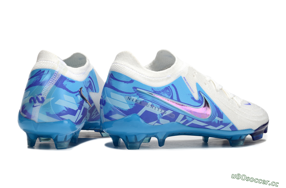 Men's Nike Phantom Luna Elite FG Firm Ground Low-Tops Football Boots - Beige/Blue/White 6