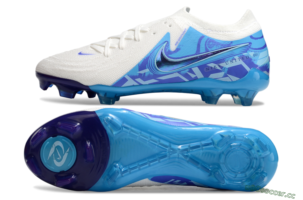 Men's Nike Phantom Luna Elite FG Firm Ground Low-Tops Football Boots - Beige/Blue/White 1