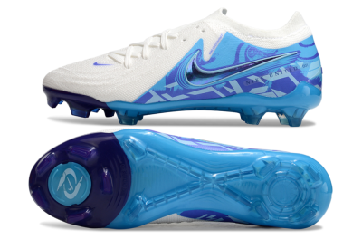 Men's Nike Phantom Luna Elite FG Firm Ground Low-Tops Football Boots - Beige/Blue/White